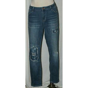 Junior's True Craft Skinny Floral Patch  Mid-Rise Jegging Jeans Size 13R